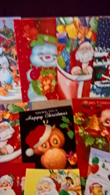 10x  Vintage Christmas Cards with traditional greetings;- Childrens collection 2