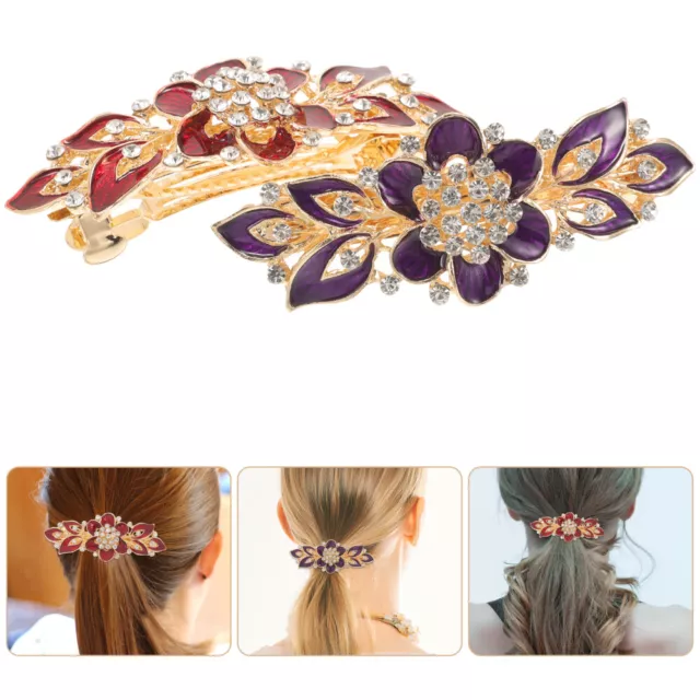 2 Pcs Haarspangen-Set Mit Blumenmuster Hair Clips Haarnadel