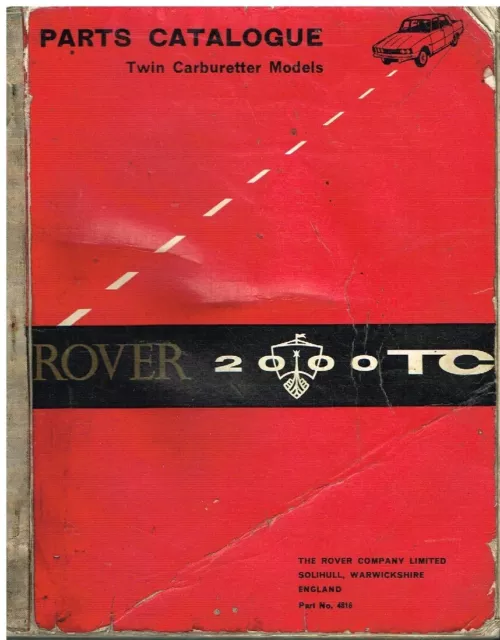 Rover P6 2000 Tc Saloon Original 1966 Factory Spare Parts Catalogue