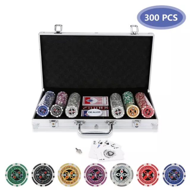 Pokerchips Clay Pokerset Chipskoffer CHIP Pokerkoffer 300 Chips Pokerkarten