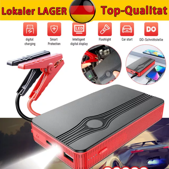 30000mAh Auto KFZ Starthilfe 400A 12V Jump Starter Ladegerät Booster Power Bank