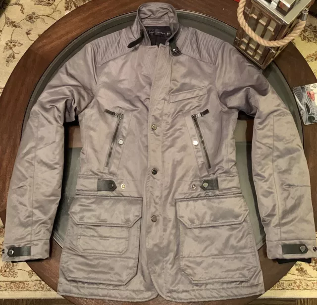 Ralph Lauren Black Label Size MedIum Custom Fit Combat Jacket Silver Gray New
