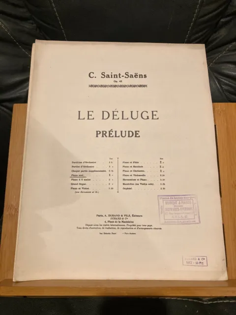 C. Saint-Saëns Le Déluge prélude partition piano editions Durand