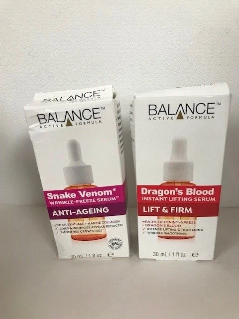 BALANCE SNAKE VENOM Wrinkle Freeze Serum & Dragon's Blood Instant ...