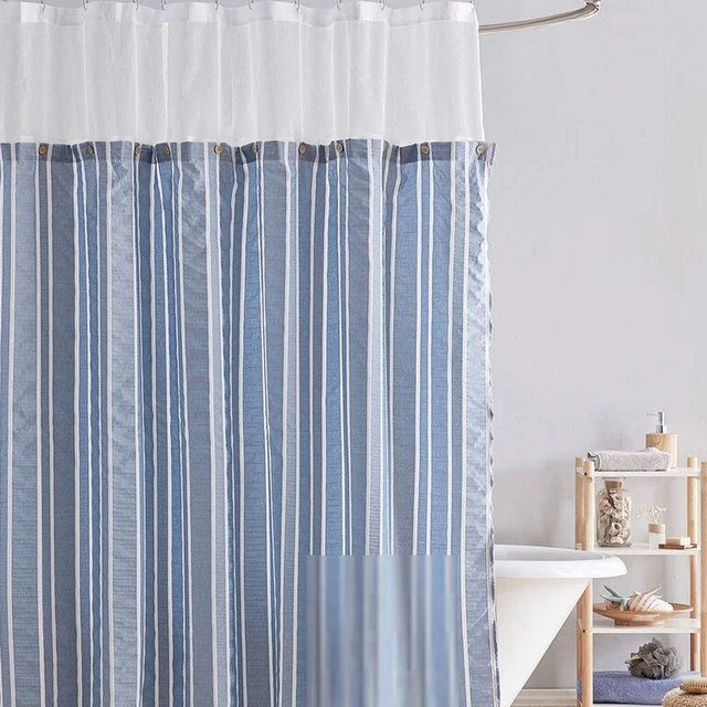 Croscill Coastal Stripe Fabric Shower Curtain 72x72" Guestroom Bathroom Beach