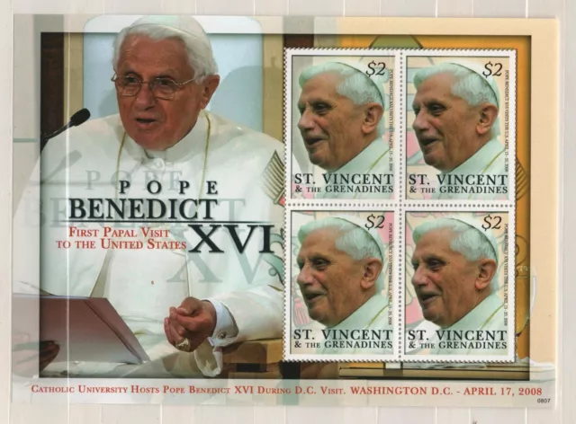 St.Vincent : Mi.Nr. 6464KB Papst Benedikt XVI.  postfrisch