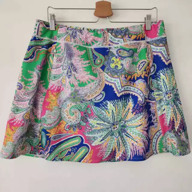 RLX Ralph Lauren multi color paisley golf tennis athletic skort womens size L