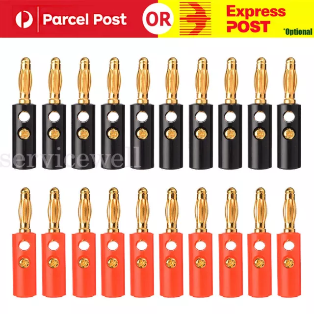 20/40/60 BlackRed Connector 4mm Gold Plated Banana Audio Speaker Plugs Connector