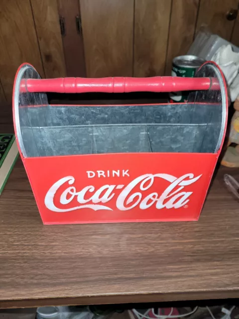 Coca Cola Metal Bottle Desk Office Utensil Holder Caddy with Wooden Handle