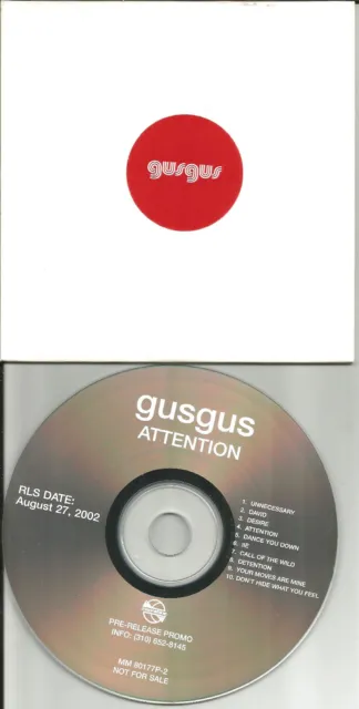 GUSGUS Attention ULTRA RARE CARDED SLEEVE ADVNCE PROMO DJ CD Gus Gus 2002 USA