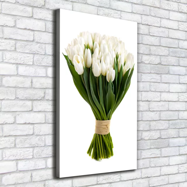 Leinwand-Bild Kunstdruck Hochformat 50x100 Bilder Weiße Tulpen