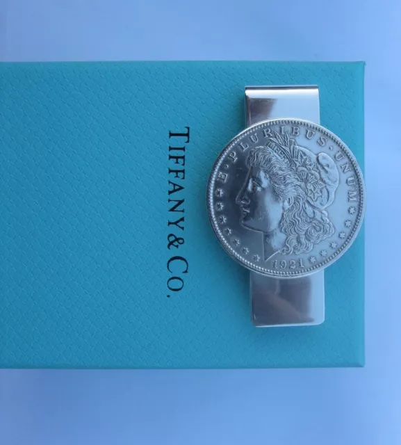 TIFFANY & Co Sterling Silver  Morgan Dollar Money Clip + Box/Bag ** 46g NICE !