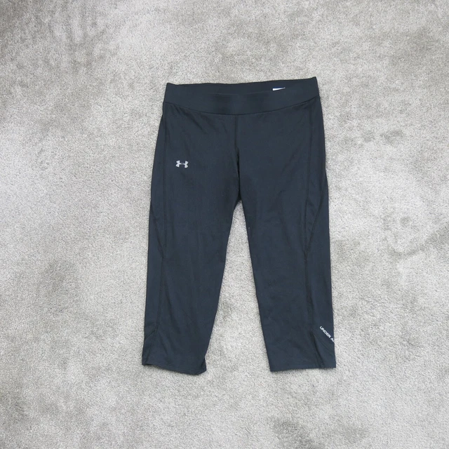 Under Armour Womens Capri Legging Compression Pant Yoga Cropped Heatgear Black L