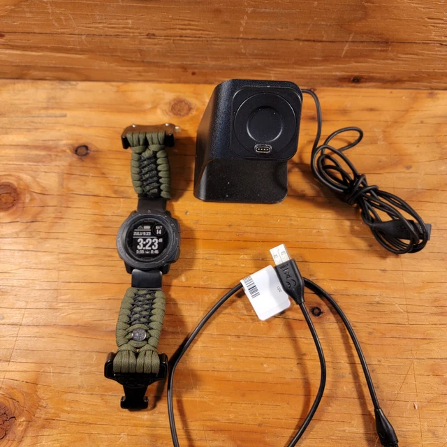 Garmin Instinct Tactical Watch Rugged GPS Black Custom Band Cobra Clasp Charger Garmin Instinct Tactical Watch Rugged GPS Black Custom Band Cobra Clasp Charger
