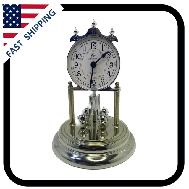 VINTAGE AMERICAN ELGIN American Quartz Anniversary Mantel Clock Glass
