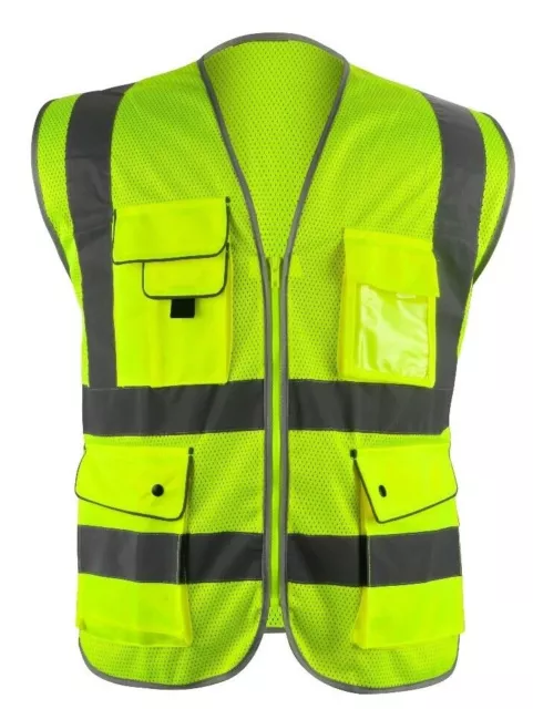 Mesh High Visibility Safety Vest, ANSI/ ISEA 107-2010 With 5 Pockets