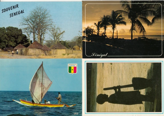 LOT DE 4 cartes postales postcards 10X15cm SENEGAL AFRIQUE AFRICA EUR 2 ...