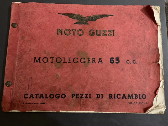 Moto Guzzi Motoleggera 65c.c. Catalogo Pezzi Ricambio 1954 Originale Conservato