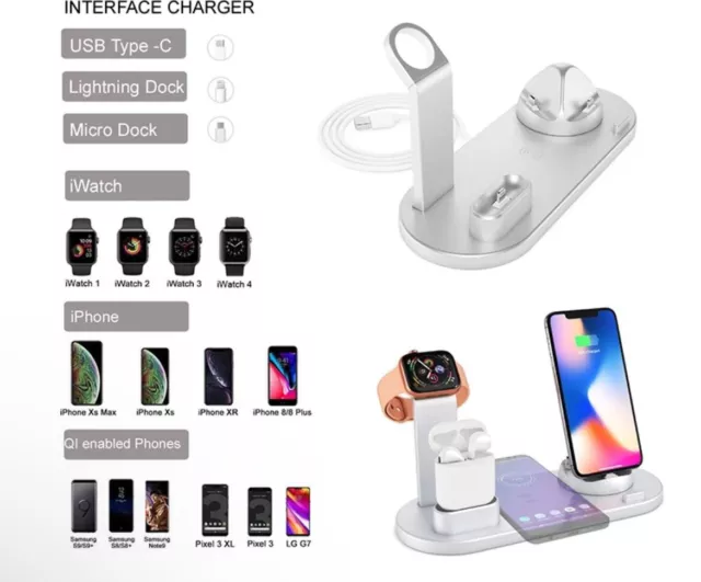 Ladestation 4 in 1 Wireless Charger für alle Apple und Android Smartphones