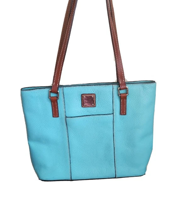 Dooney & Bourke Lexington Tote Bag Pebble Grain Leather Turquoise Blue Aqua EUC