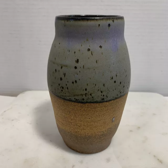 studio art pottery vase signed speckle glaze & Unglazed Purple Hues 6.5”T NEW