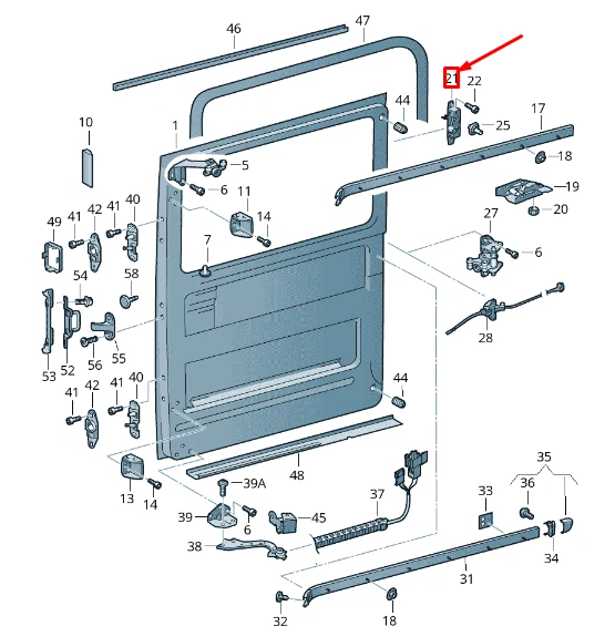 VW CRAFTER 2F MK1 Left Sliding Door Upper Additional Lock 2E1843653 NEW