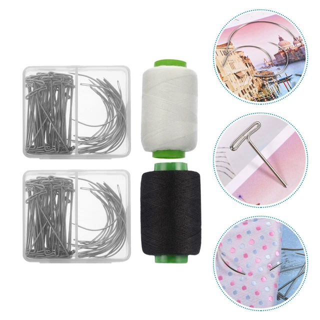 2 Sets Fäden Nadeln Stifte Gekrümmte Nadel Perücken Nadel Verpackt