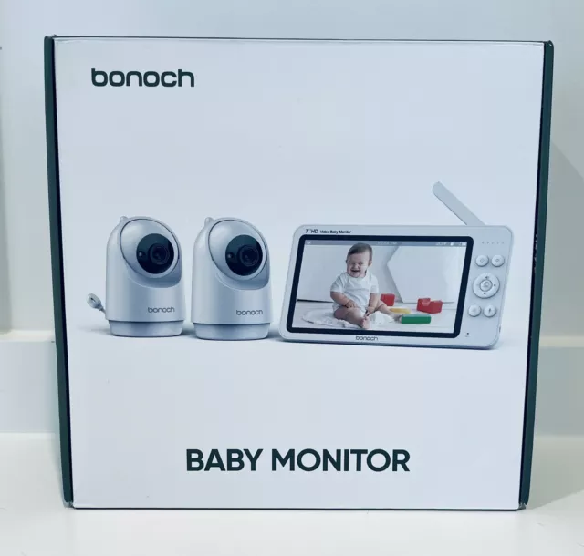 Bonoch Baby Monitor 2 Cameras 7" 720P HD Split Screen No WiFi 2 Way Audio BBM05