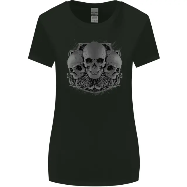Gothic Skulls Biker Motorcycle Motorbike Womens Wider Cut T-Shirt