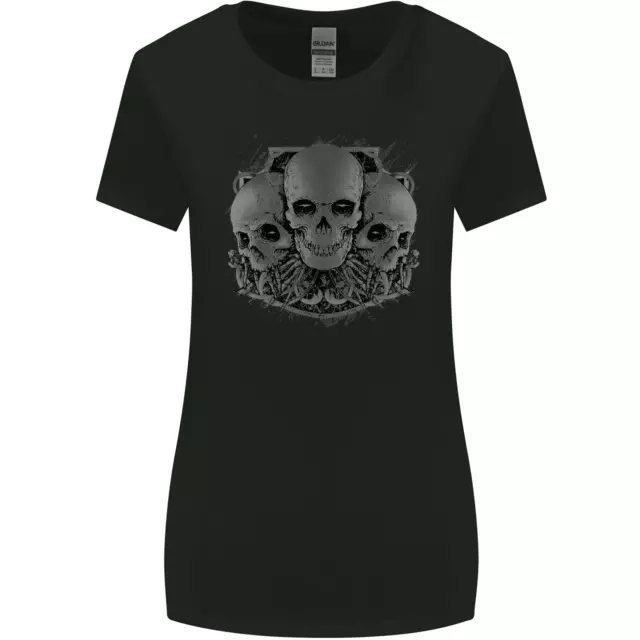 Maglietta Gothic Skulls Biker Moto Moto Donna Taglio Più Largo