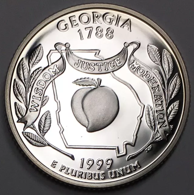 1999-S Georgia 90% Silver Proof State Quarter - (PR) KM#296a Rev Toning - 5845