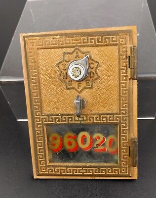 VTG 1956 Metal Post Office Door Gold 96020 Dial Brass Postal Bank Primitive Mail