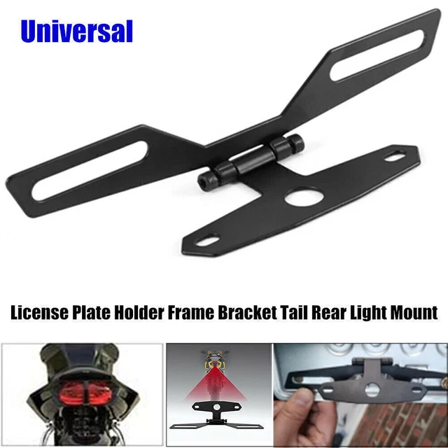 Foldable Tail Rear Light Mount Bracket License Plate Holder Frame For Motorcycle