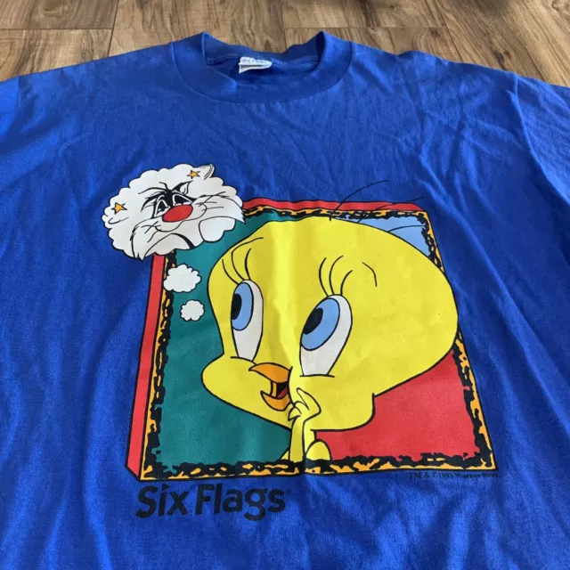 VINTAGE 1993 SIX Flags Looney Tunes T-Shirt Men’s L/XL NEW Tweety ...