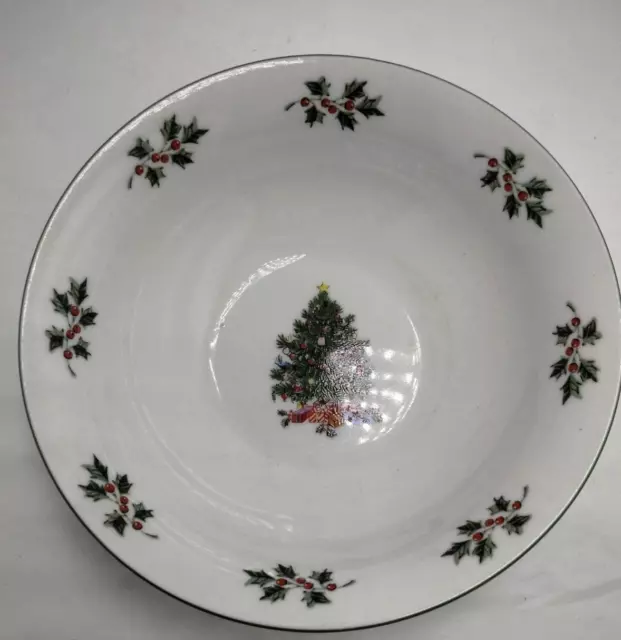 A Gibson Bowl Christmas Tree  Noel Morning Cereal Holly Green Trim