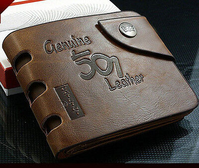 Fashion Mens Genuine Leather Bifold Wallet Credit/ID Card Holder Slim Coin Purse
