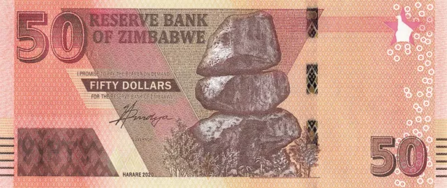 Zimbabwe 50 Dollars 2020 UNC