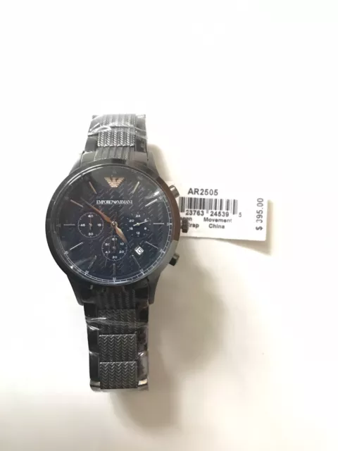 New Emporio Armani Renato Ar2505 Navy Blue Dial Chronograph Men's Watch