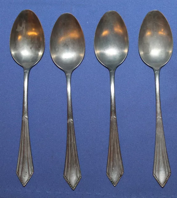 Vintage Set 4 Silver Plated Dessert Spoons Alpacca