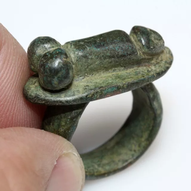 Ancient Roman bronze ring decorated with a phallus on the top-ca 100-300 AD