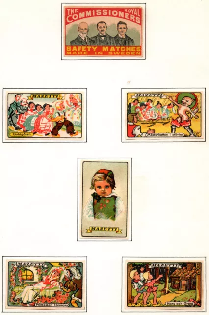 ANTIQUE Vintage MATCHBOX LABEL Match Box Lot MAZETTI Sweden NURSERY RHYME / #006