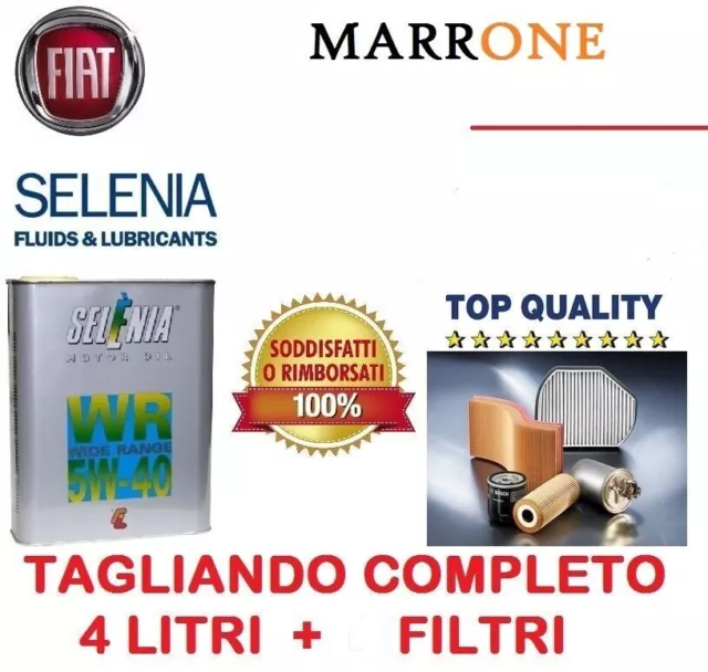 KIT 4 FILTRI TAGLIANDO FIAT GRANDE PUNTO / EVO 1.3 Mjet 75CV 05> SELENIA WR 5W40