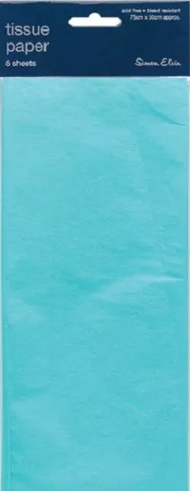 Pack Of 5 Plain Baby Blue Tissue Paper Sheets 75cm x 50cm - Perfect Gift Wrap