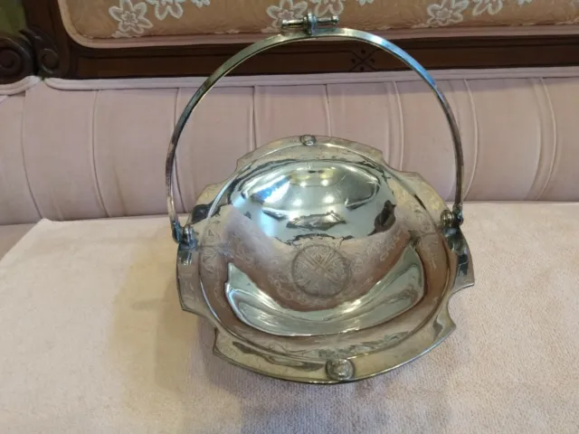 Victorian Silver Plate Figural Medallion Roman Heads Basket  Elegant Silverplate