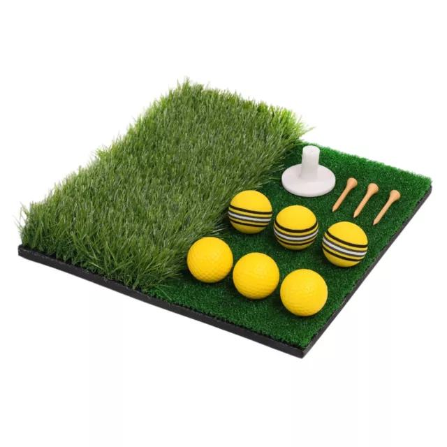 (Purple)Portable Golf Hitting Mat With Adjustable Tees Foam Balls Non Slip
