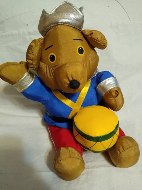 Bon Marche Teddy Bear Nutcracker puffalump style brown with drum 12” sitting