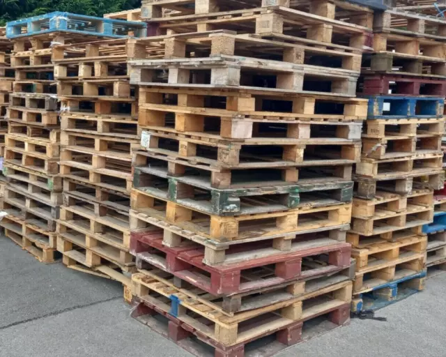 Pallets standard wooden 1000mm X 1200mm now £2.5 each (minimum order 10 pallets)