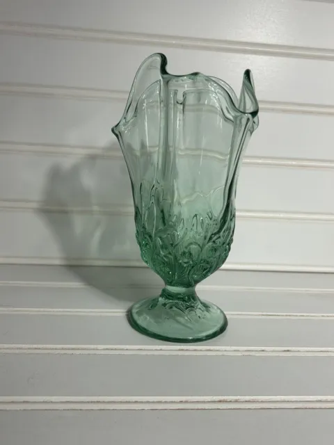 Fenton Sea Mist Green Lily Of The Valley Swung Glass Vase Vintage