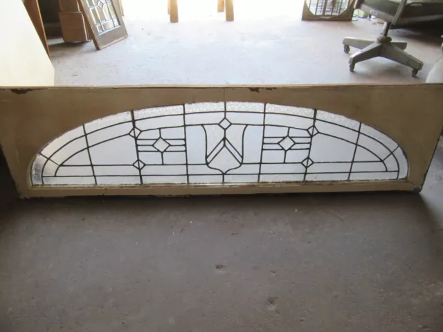 ~ ANTIQUE STAINED GLASS TRANSOM WINDOW ~ 64 x 17.75 ~ ARCHITECTURAL SALVAGE