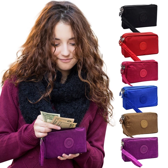 3 ZIPPER MOBILE Coin Purse Large Capacity Handcarrying Oxford Cloth